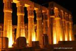 Hypostyle Hall with night lights view, Luxor Temple, Egypt.