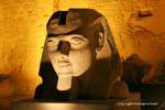 Lighting on the bust of Ramses II, Luxor Temple, Egypt.
