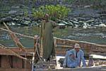 Nile fellahin on a passing ship, Egypt.