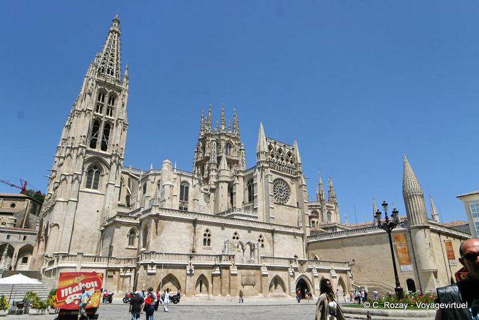 Burgos, Burgos Cathedral view from Plaza Rey Fernando - Spain