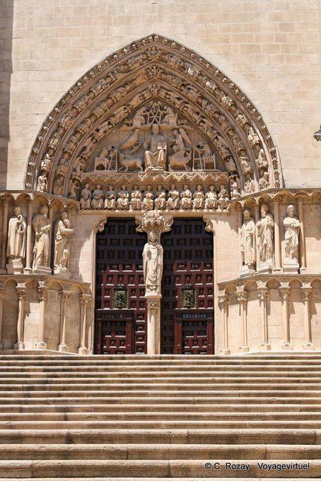Sarmental door, tympanum, lintel and jambs, Burgos Cathedral - Spain