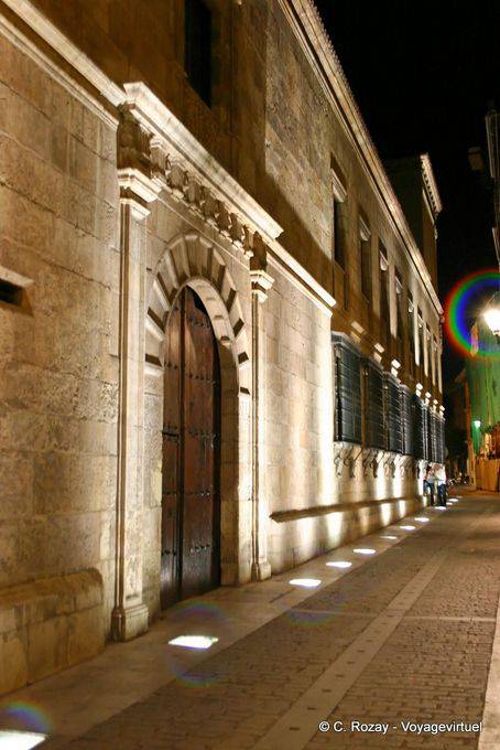 Porch in illuminated street, León - Spain