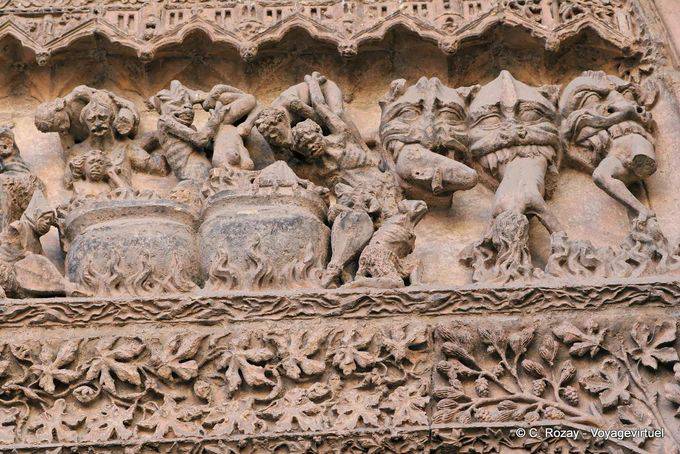 Scene of Hell, pots and devils, León Cathedral - Spain