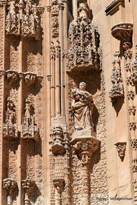 Sculptural finesse of the facade, Salamanca Cathedral - Spain