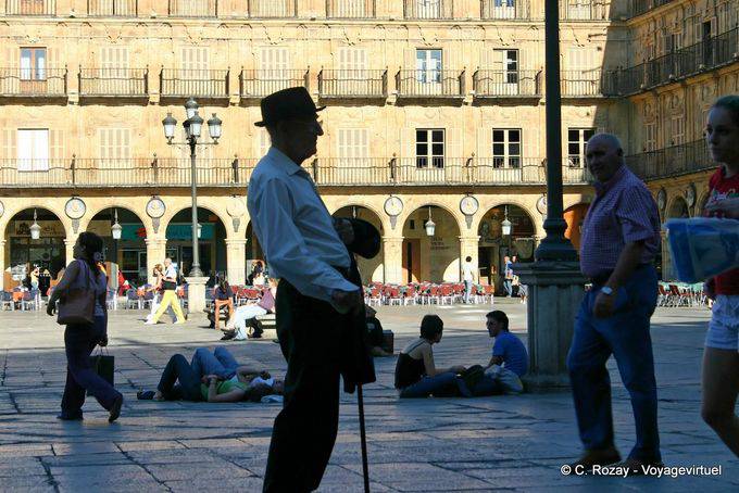 The man with the cane, Salamanca, Plaza Mayor - Spain