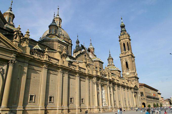 View of the front of Our Lady of the Pillar, Zaragoza, Nuestra Senora del Pilar - Spain