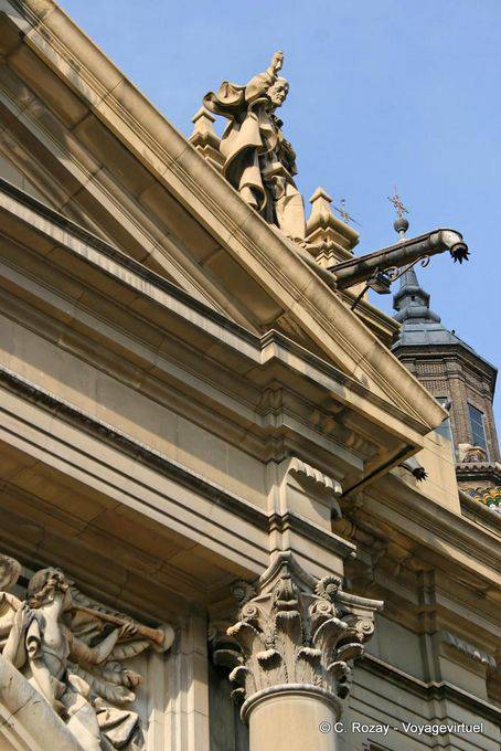 Statue perched on the Basilica del Pilar, Zaragoza - Spain