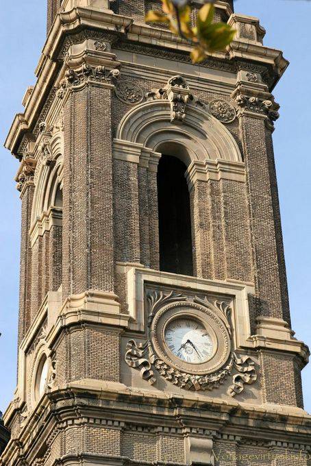 Clock on the baroque tower of the Basilica del Pilar, Zaragoza - Spain