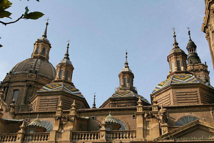 Glazed tiles on the domes of the Baroque Basilica del Pilar, Zaragoza - Spain