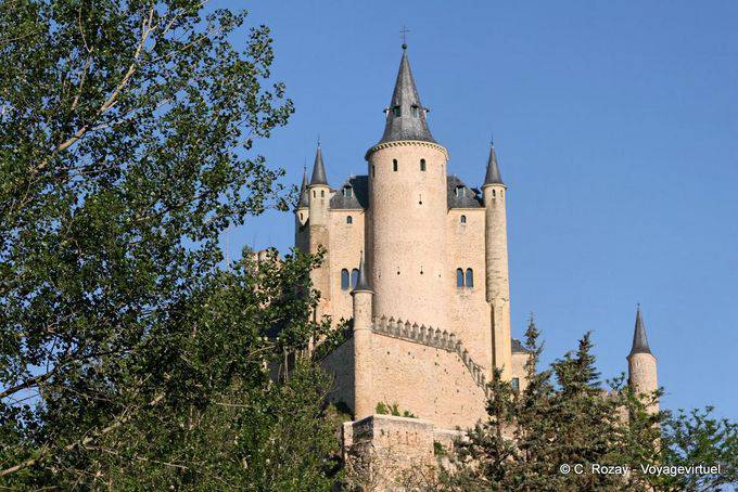 Alcázar of Segovia, built on a rock dug by the rivers Eresma and Clamores - Spain