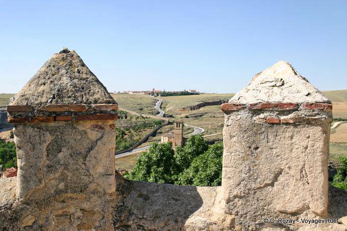 Panorama between the battlements of the Alcazar, Segovia - Spain