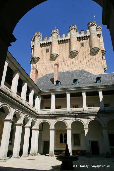 Courtyard in front of the Tower John II, Alcazar, Segovia - Spain