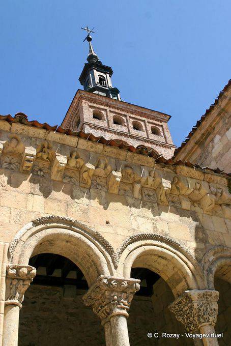 Foreign cloister arches and bell tower of San Martin, Segovia - Spain