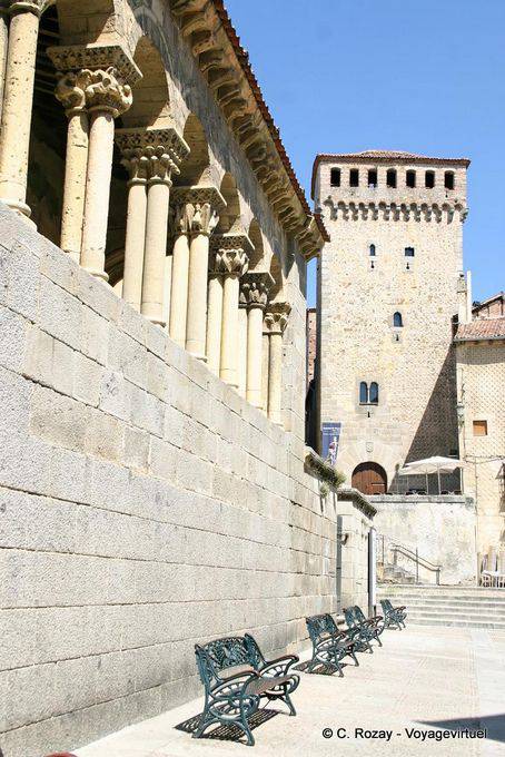 Torreon de Lozoya seen from Portico de la iglesia de San Martin, Segovia - Spain