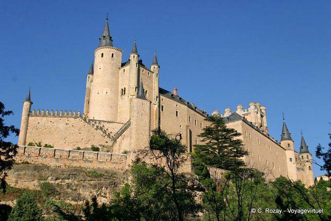 Alcazar seen from the Calle Cuesta de Los Hoyos, Segovia - Spain