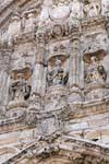 Ávila, detail of the top of the portico of the Gothic cathedral, Spain.