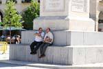Discussion in the shadow of the statue, Ávila, Spain.