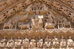 Tympanum of the Puerta Sarmental with Christ, the Book of Wisdom in hand, surrounded by the four evangelists, Santa Maria Cathedral, Burgos, Spain.