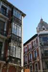 Architecture, corner of Calle Ancha, Calle Sierra Pambley, León, Spain.