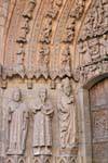 Statues at the left of the door of San Juan, western front, León Cathedral, Spain.