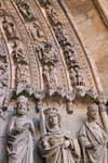 Kings and Queen carved on the portada San Francisco, León Cathedral, Spain.