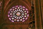Rosette of León Cathedral, view from the inside, Spain.