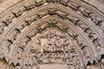 Tympanum of the door of San Francisco dedicated to the Virgin, Santa Maria Cathedral of Leon, Spain.