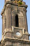 Clock on the baroque tower of the Basilica del Pilar, Zaragoza, Spain.