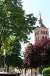Bell tower of the Iglesia San Esteban, Segovia, Spain.