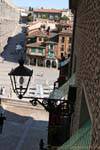 Calle Cervantes, view the Aqueduct and Calle San Juan, Segovia, Spain.