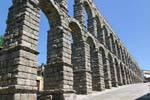 Segovia aqueduct composed of granite blocks assembled dry, Spain.