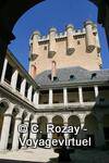 Courtyard in front of the Tower John II, Alcazar, Segovia, Spain.