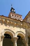 Foreign cloister arches and bell tower of San Martin, Segovia, Spain.