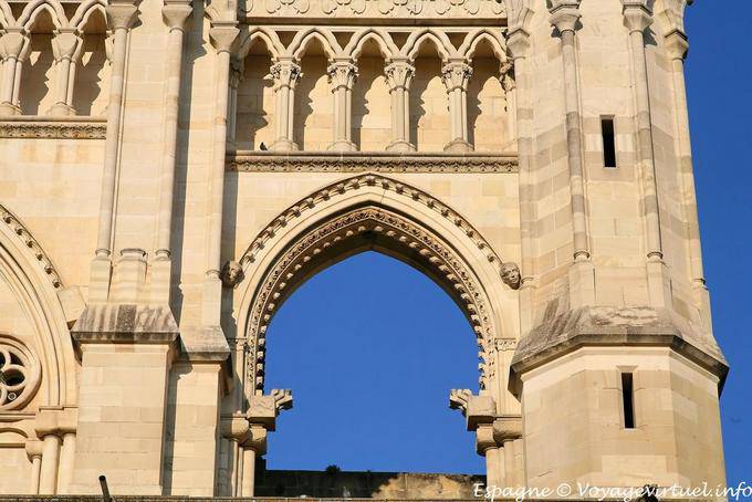 Cuenca, NS Cathedral de Gracia, close-up detail of the facade - Spain