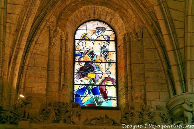 Cuenca, NS Cathedral de Gracia, stylized stained glass - Spain