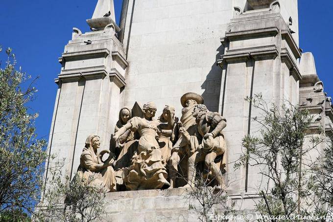 The Gitanilla (group of sculptures), Monumento a Cervantes, Plaza de Espana, Madrid - Spain
