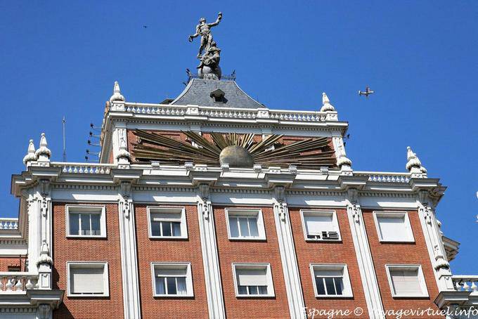 Madrid, Plaza de Espana, bricks and UFO - Spain