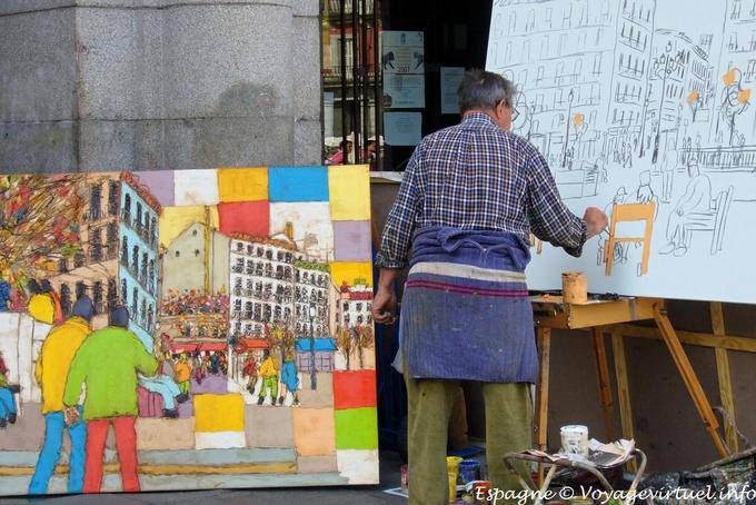 Madrid, Plaza Mayor, street painter - Spain