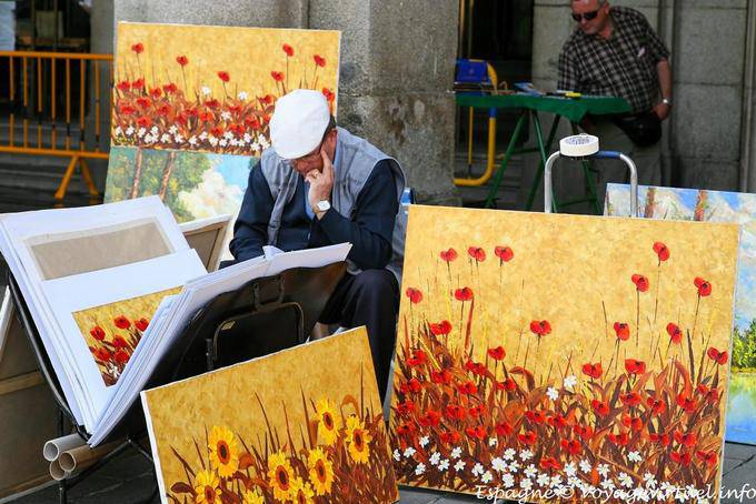 Madrid, Plaza Mayor, coquelicoiennes paintings - Spain