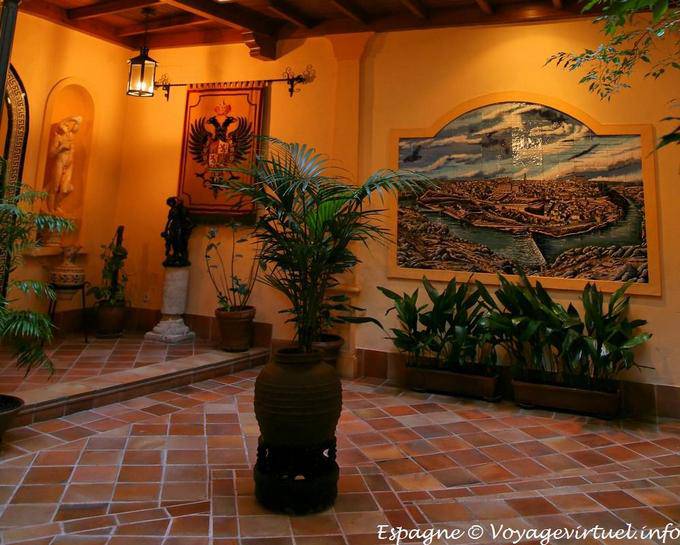 Reproduction of the city on the wall of a patio in Toledo - Spain