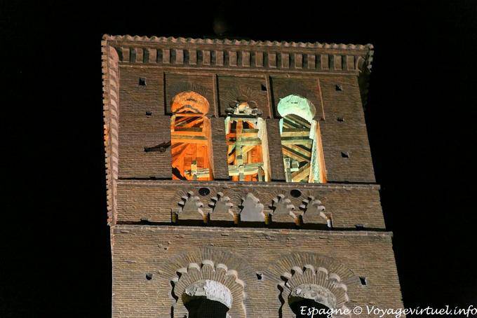 Top of the illuminated steeple, Santo Domingo el Antiguo, Toledo - Spain