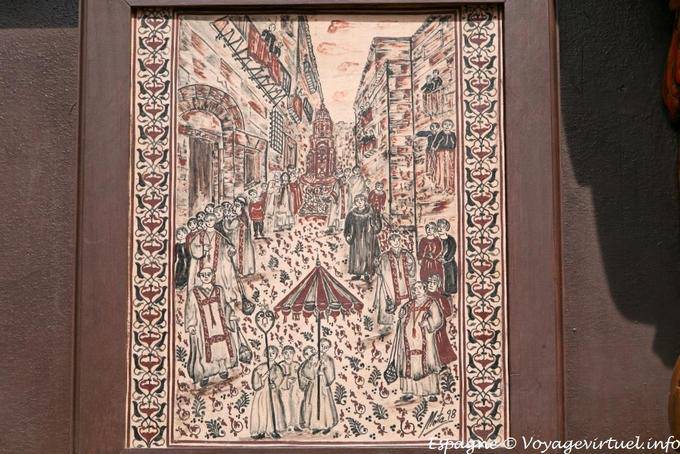 Valencia, naive drawing of aA procession - Spain