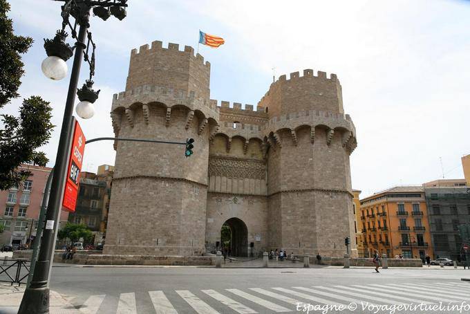Valencia, exterior view of the Torres de Serranos - Spain