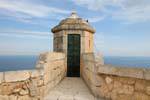 Echauguette on walls, Castillo Santa Barbara, Alicante, Spain.
