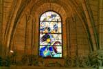 Cuenca, NS Cathedral de Gracia, stylized stained glass, Spain.