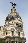 Madrid Calle de Alcala, the top of the Metropolis building, Spain.