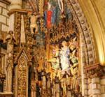 Toledo Cathedral, Virgin and multicolored angels, Spain.