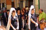 Devotees wearing white mantillas, procession in Toledo, Spain.