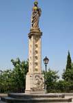Blank column, Plaza San Juan de los Reyes, Toledo Juderia, Spain.