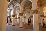 Pillars supporting arches horseshoe Synagogue Santa Maria la Blanca, Toledo, Spain.